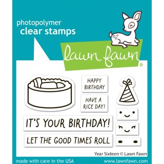 Lawn Fawn, clear stamp, year sixteen