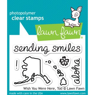 Lawn Fawn, clear stamp, wish you were here, too