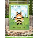 Lawn Fawn, clear stamp, henrys build-a-sentiment: honey bee