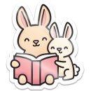 Lawn Fawn, vinyl sticker, reading bunnies