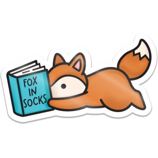 Lawn Fawn, vinyl sticker, reading fox