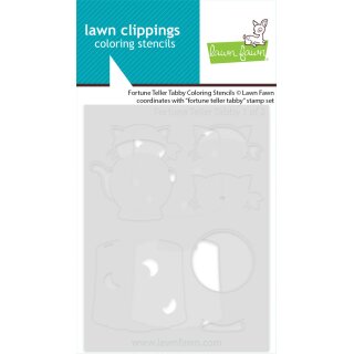 Lawn Fawn, coloring stencils, fortune teller tabby