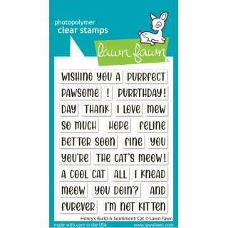 Lawn Fawn, clear stamp, henrys build-a-sentiment: cat
