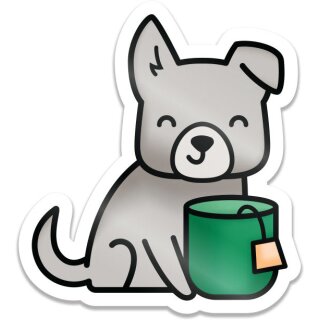 Lawn Fawn, vinyl sticker, pup of tea