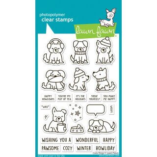 Lawn Fawn, clear stamp, cozy dogs