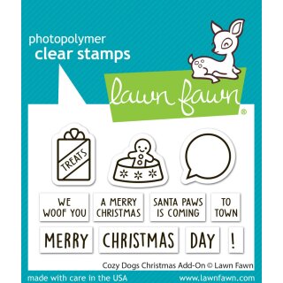 Lawn Fawn, clear stamp, cozy dogs christmas add-on