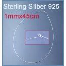 Silbercollier Sterling silber 925 1mmx45cm