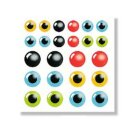 Epoxy-Sticker Augen, gemischt, 10+14mm ø, 24 Stück