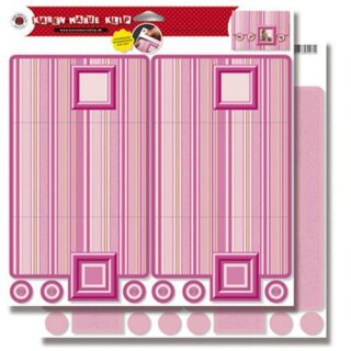 Stanzbogen: 2 Karten gestreift mit Rahmen, pink
