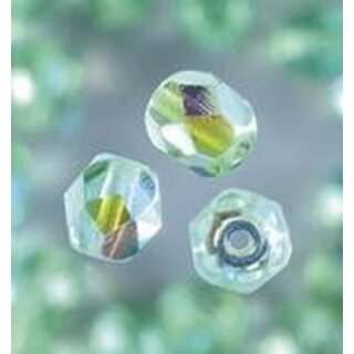 Glasfacettperlen rund irisierend HELLGRÜN 6mm 50 Stück